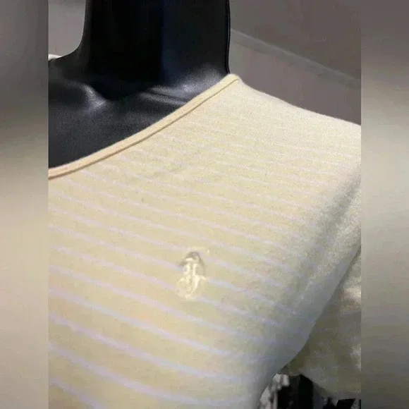 Yellow and White Stripe Polo Ralph Lauren Crop Top - Picture 2 of 6